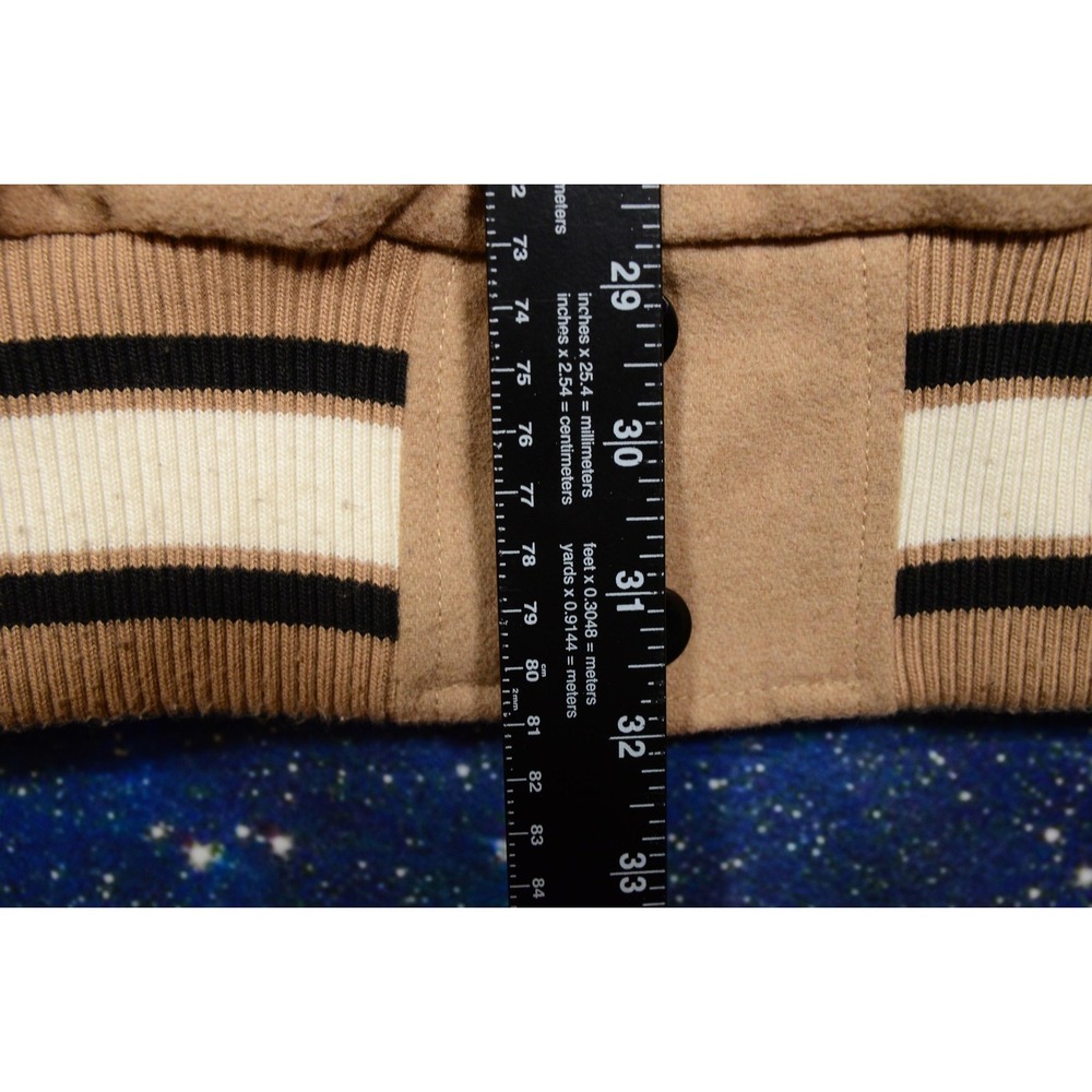 Smoke Rise Varsity Jacket Mens 2XL Tan White Letterman Quilted Snap Patches - Picture 9 of 10